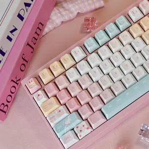 Cute Keycaps Set,Creamy Pink Keycaps Cherry Profile Dye Sublimation Thick PBT Keycaps 137 Keys Full Size Custom Key Cap for Cherry MX Switch 75% 60% Mechanical Gaming Keyboard (Sweet-Dessert) Cute Keycaps Set,Creamy Pink Keycaps Cherry Profile Dye Sublimation Thick PBT Keycaps 137 Keys Full Size Custom Key Cap for Cherry MX Switch 75% 60% Mechanical Gaming Keyboard (Sweet-Dessert)