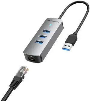 4-in-1 USB A 3.0 Hub with 2.5Gbps Gigabit Ethernet 3X USB-A 3.0 Ports, Aluminum LAN Converter, Plug and Play for MacBook Pro/Air, XPS, Windows, Mac OS, Linux, NAS 4-in-1 USB A 3.0 Hub with 2.5Gbps Gigabit Ethernet 3X USB-A 3.0 Ports, Aluminum LAN Converter, Plug and Play for MacBook Pro/Air, XPS, Windows, Mac OS, Linux, NAS