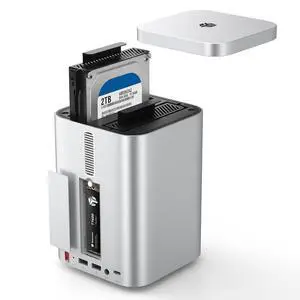 2 Bay 10Gbps RAID Enclosure Supports 2.5"/3.5" HDD/SSD Up to 56TB, Built-in NVMe SSD Slot, Docking Station with SD/TF Card Reader for Mac mini M4/PC/Laptop 2 Bay 10Gbps RAID Enclosure Supports 2.5"/3.5" HDD/SSD Up to 56TB, Built-in NVMe SSD Slot, Docking Station with SD/TF Card Reader for Mac mini M4/PC/Laptop