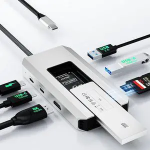 USB C Docking Station,8-in-1 USB-C Hub with M.2 NVMe SATA SSD Enclosure,10Gbps Data Transfer, 8K@30Hz HDMI,87W PD,SD/TF Card Reader,USB 3.2 Hub for MacBook Pro/Air, Dell, HP Laptops USB C Docking Station,8-in-1 USB-C Hub with M.2 NVMe SATA SSD Enclosure,10Gbps Data Transfer, 8K@30Hz HDMI,87W PD,SD/TF Card Reader,USB 3.2 Hub for MacBook Pro/Air, Dell, HP Laptops