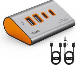 USB3.2 GEN2 HUB 10Gbps 4-Port USB C/A Splitter for Laptop,PC,Mac | Extra Power Supply Port,Desktop Ergonomic 23° Angle Design,Dual Cable,Multiple Ports,External SSD, Flash Drive USB3.2 GEN2 HUB 10Gbps 4-Port USB C/A Splitter for Laptop,PC,Mac | Extra Power Supply Port,Desktop Ergonomic 23° Angle Design,Dual Cable,Multiple Ports,External SSD, Flash Drive