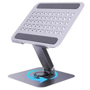 360 Rotating Laptop Stand, Foldable Aluminum Ergonomic Riser | Supports 22 lbs, Fits 10-17" Devices, Posture Support, For Desk Meetings & Remote Workers 360 Rotating Laptop Stand, Foldable Aluminum Ergonomic Riser | Supports 22 lbs, Fits 10-17" Devices, Posture Support, For Desk Meetings & Remote Workers