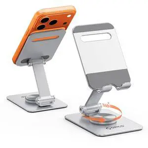 Aluminum Phone Stand for Desk, Adjustable Metal Phone Holder with Stable Support and Smooth 360° Rotation for Smartphones up to 6.9 Inches Silver (PS2) Aluminum Phone Stand for Desk, Adjustable Metal Phone Holder with Stable Support and Smooth 360° Rotation for Smartphones up to 6.9 Inches Silver (PS2)