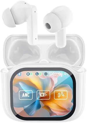 Wireless Touchscreen Earbuds with Smart Touch Screen Case TWS True Wireless Bluetooth 5.4 Headphones ANC Active Noise Cancelling Blue Tooth Earphones for iPhone Android Wireless Touchscreen Earbuds with Smart Touch Screen Case TWS True Wireless Bluetooth 5.4 Headphones ANC Active Noise Cancelling Blue Tooth Earphones for iPhone Android
