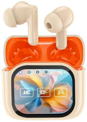 Wireless Touchscreen Earbuds with Smart Touch Screen Case TWS True Wireless Bluetooth 5.4 Headphones ANC Active Noise Cancelling Blue Tooth Earphones for iPhone Android Wireless Touchscreen Earbuds with Smart Touch Screen Case TWS True Wireless Bluetooth 5.4 Headphones ANC Active Noise Cancelling Blue Tooth Earphones for iPhone Android