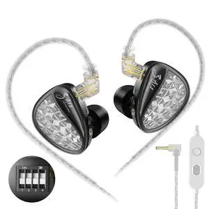 ZA12 in Ear Monitor Headphones, 2DD+4BA Hybrid Drivers Sound Isolating IEM with 4 Level Tuning for Musicians, Engineers, DJs, Audiophile and Singers (Mic, Tuning) ZA12 in Ear Monitor Headphones, 2DD+4BA Hybrid Drivers Sound Isolating IEM with 4 Level Tuning for Musicians, Engineers, DJs, Audiophile and Singers (Mic, Tuning)