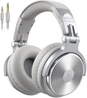 Wired Over Ear Headphones Studio Monitor & Mixing DJ Stereo Headsets with 50mm Neodymium Drivers and 1/4 to 3.5mm Jack for AMP Computer Recording Podcast Keyboard Guitar Laptop Silver Wired Over Ear Headphones Studio Monitor & Mixing DJ Stereo Headsets with 50mm Neodymium Drivers and 1/4 to 3.5mm Jack for AMP Computer Recording Podcast Keyboard Guitar Laptop Silver