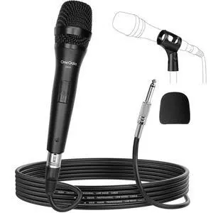 ON55 Wired Microphone for Singing Mic Clips, Metal Female, ON/Off Switch, 16.4ft XLR Cable Condenser Dynamic Mic for Karaoke Machine, AMP, Speaker, Parties ON55 Wired Microphone for Singing Mic Clips, Metal Female, ON/Off Switch, 16.4ft XLR Cable Condenser Dynamic Mic for Karaoke Machine, AMP, Speaker, Parties