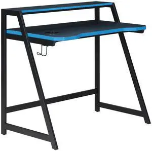 41-inch gaming table, with a stand shelf and LED lighting, suitable for teenagers and children, black