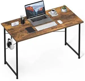 47 inch Computer Desk,Modern Writing Desk, Simple Study Table, Sturdy Laptop Table for Small Space,Home Office,Brown