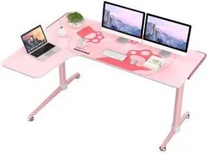 Eureka Ergonomic 60-Inch Pink L-Shape Desk