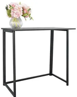 Black Simple Collapsible Computer Desk - High-Quality P2 Wood, Compact & Portable for Home or Office Use