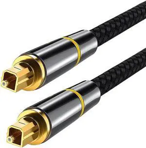 DIXSG  Digital Optical Audio Toslink Cable , [24K Gold-Plated, Ultra-Durable] Fiber Optic Cable Male to Male Cord Compatible with Sound Bar, TV, PS4, Xbox, Home Theater, Samsung, 3.3 ft.