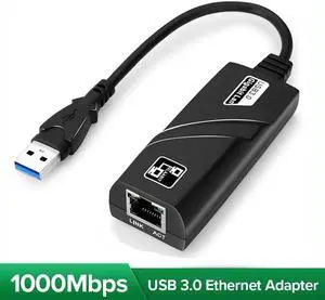 DIXSGPlug & Play USB to Ethernet Adapter Laptop PC Gigabit Ethernet LAN Network Adapter (USB 3.0 to Gigabit Ethernet, Ethernet to USB, Ethernet Adapter for Laptop) Supporting 10/100/1000Mbps