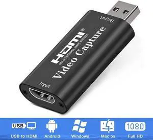 DIXSG 4K HDMI Video Capture Card, Card Game Capture Card Audio Capture Adapter HDMI to USB 2.0 Record Capture Device for Streaming, Live Broadcasting, Video Conference, Teaching, Gaming