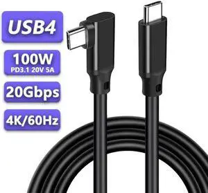 DIXSG USB C to USB C Cable 1.6FT/1Pack,Right Angle Type-C/USB C 3.2 Gen 2 20Gbps Cablee 4K@60Hz UHD Video Monitor Cable 100W PD Fast Charging Cable.