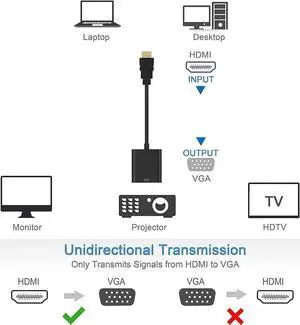 DIXSG Pcs HDMI to VGA,Gold-Plated HDMI to VGA Adapter (Male to Female) for Computer, Desktop, Laptop, PC, Monitor, Projector, HDTV, Chromebook, Raspberry Pi, Roku, Xbox and More - Black DIXSG Pcs HDMI to VGA,Gold-Plated HDMI to VGA Adapter (Male to Female) for Computer, Desktop, Laptop, PC, Monitor, Projector, HDTV, Chromebook, Raspberry Pi, Roku, Xbox and More - Black