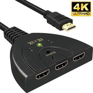 HDMI Switch, 4K HDMI Splitter 3 in 1 Out, 3-Port HDMI Switcher Selector with Pigtail HDMI Cable,Supports Full HD 4K 1080P 3D Player, HDMI Hub Compatible with Fire Stick,HDTV,PS4 Game Consoles HDMI Switch, 4K HDMI Splitter 3 in 1 Out, 3-Port HDMI Switcher Selector with Pigtail HDMI Cable,Supports Full HD 4K 1080P 3D Player, HDMI Hub Compatible with Fire Stick,HDTV,PS4 Game Consoles