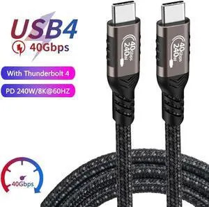 240W USB4 Cable 4.92FT, 8K PD3.1 USB Type C Fast Charging Cable, Support 8K/6K@60Hz & 40Gbps Transfer USB 4.0 Video Cord for Thunderbolt 3/4, MacBook Pro/Air, Samsung S22, eGPU, Docking, GaN Charger