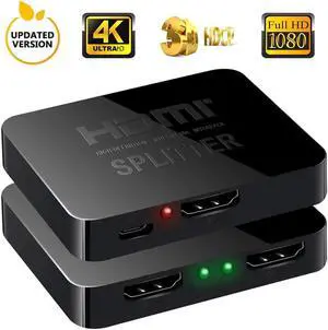 DIXSG HDMI Splitter 1x2,HDMI Splitter 1x2 Ultra Thin 1 Input 2 Output HDMI Switcher Box Support 4K@30Hz, 1080p@60Hz, 3D, 2160p for PS4, Xbox, Apple Tv and More