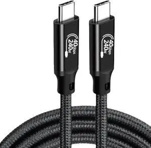 40Gbps USB C to USB C Cable 48V/5A 240W Charging Support 8K 60Hz HD Display,USB4 Braided Cable for Thunderbolt 4/3, Compatible with External SSD,eGpu,USB-C Docking Station,etc (Male to Male, 1.6FT)