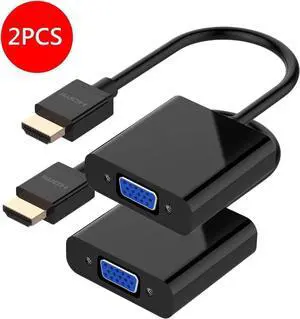 DIXSG 2-Pack HDMI to VGA,Gold-Plated HDMI to VGA Adapter (Male to Female) Compatible for Computer, Desktop, Laptop, PC, Monitor, Projector, HDTV, Chromebook, Raspberry Pi, Roku, Xbox and More