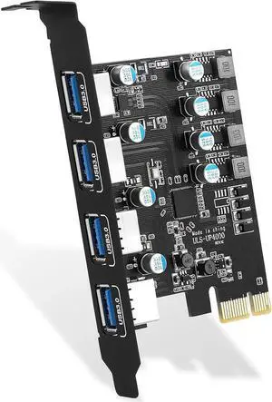 DIXSG 4 Ports PCI-E to USB 3.0 Expansion Card (4 USB Type-A), PCI Express (PCIe) Expansion Card USB Card for Desktop PC Support Windows 10/8/7/XP and MAC OS 10.8.2 Above