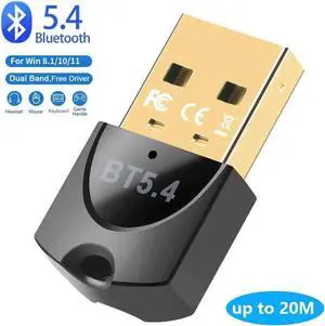 Bluetooth 5.4 Adapter for PC, Bluetooth 5.4 EDR USB Bluetooth Adapter, Bluetooth Wireless Transmitter for Laptop, Headphones, Keyboard, Mouse, Bluetooth Stereo, Plug and Play, Windows 11/10/8.1
