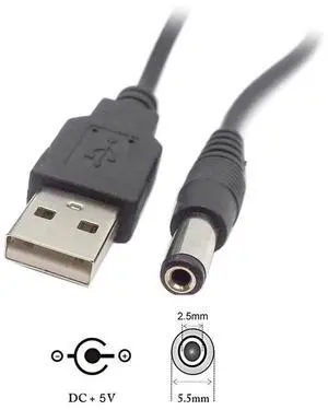 DIXSG USB 2.0 A Type Male to 5.5 x 2.5mm DC 5V Power Plug Barrel Connector Charge Cable 3ft DIXSG USB 2.0 A Type Male to 5.5 x 2.5mm DC 5V Power Plug Barrel Connector Charge Cable 3ft
