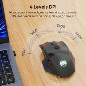 DIXSG Wireless Gaming Mouse, Dual-Mode 2.4G/Bluetooth Wireless Mouse, Rechargeable PC Gaming Mice with Fire Button, 4-Level DPI up to 4800dpi, Noiseless Click, 10 Buttons for PC, Mac, Laptop, Tablet DIXSG Wireless Gaming Mouse, Dual-Mode 2.4G/Bluetooth Wireless Mouse, Rechargeable PC Gaming Mice with Fire Button, 4-Level DPI up to 4800dpi, Noiseless Click, 10 Buttons for PC, Mac, Laptop, Tablet