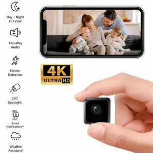 DIXSG 4K Mini Wireless Wi-Fi Camera with Audio and Video Recording, HD Smart Home Security Camera,Enhanced Color Night Vision,Indoor&Outdoor DIXSG 4K Mini Wireless Wi-Fi Camera with Audio and Video Recording, HD Smart Home Security Camera,Enhanced Color Night Vision,Indoor&Outdoor