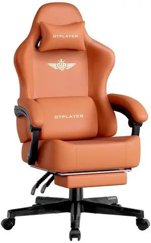 DIXSG Big & Tall Fabric Swivel Gaming Office Chair with Pocket Spring Cushion and Footrest, Orange DIXSG Big & Tall Fabric Swivel Gaming Office Chair with Pocket Spring Cushion and Footrest, Orange