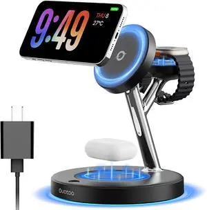 3 in 1 MagSafe Wireless Charger Stand for iPhone Apple Watch AirPods | Adjustable Blue Ambient Light,15W Magnetic Charging Station for iPhone 17 16 15 14 13 12 Series wireless charging station 3 in 1 MagSafe Wireless Charger Stand for iPhone Apple Watch AirPods | Adjustable Blue Ambient Light,15W Magnetic Charging Station for iPhone 17 16 15 14 13 12 Series wireless charging station