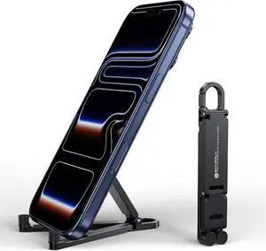 Portable Foldable Pocket Phone Stand with Keychain for Desk Travel(Blue) | Mini aluminum, adjustable kickstand, lightweight metal, slim compact for office, plane Black Portable Foldable Pocket Phone Stand with Keychain for Desk Travel(Blue) | Mini aluminum, adjustable kickstand, lightweight metal, slim compact for office, plane Black