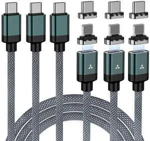 100W USB C Magnetic Charging Cable, 2 in 1 Charger Cable for Type C(3 Pack, 4/6.6/6.6FT) 480Mbps Data Transfer, 5A Fast Charging for Phone 17 16 15,14,13 Pro Max, MacBook Pro,Pad,Galaxy S22, 100W USB C Magnetic Charging Cable, 2 in 1 Charger Cable for Type C(3 Pack, 4/6.6/6.6FT) 480Mbps Data Transfer, 5A Fast Charging for Phone 17 16 15,14,13 Pro Max, MacBook Pro,Pad,Galaxy S22,