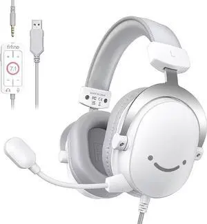 H9 Wired Gaming Headset with Microphone, 3.5mm and USB Connectivity | 50mm Drivers, 7.1 Surround Sound, Lightweight, Soft Ear Cusion, Detachable Boom Mic, USB Control Box, for PC, Xbox, PS4/5 white H9 Wired Gaming Headset with Microphone, 3.5mm and USB Connectivity | 50mm Drivers, 7.1 Surround Sound, Lightweight, Soft Ear Cusion, Detachable Boom Mic, USB Control Box, for PC, Xbox, PS4/5 white