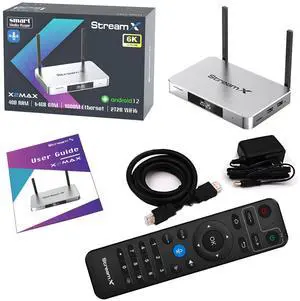 X2 Max Android 12.0 TV Box 6K Ultra HD HDR10 | 4GB RAM+64GB ROM | Dual-Band WiFi 6/Bluetooth 5.0 | Includes HDMI Cable & Voice Remote Control