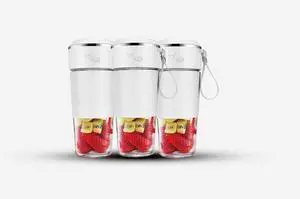 BDI TECHNOLOGY Portable Juice Blender Cup with 6 Blades Ice Crusher, USB Rechargeable, 3 Pack - Easy and Safe Cleaning, Multi-function, Food-grade Material