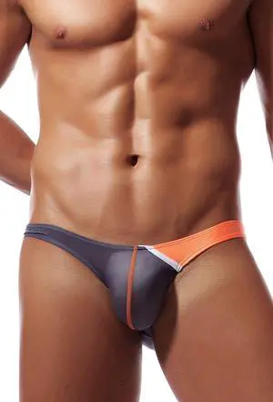 Newsywell Men's Ice Silk Bikinis Low Rise Minimalist Swimwear Pouch Briefs Underwear Grey XX-Large