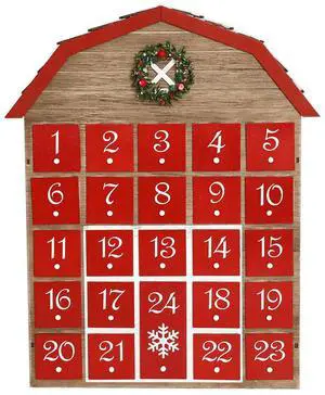 PIONEER-EFFORT Wooden Advent Calendar House with 24 Drawers Countdown to Christmas Decoration for Adults Kids PIONEER-EFFORT