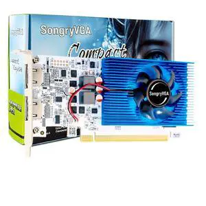 SongryVGA GT 730 4GB Low Profile Graphics Card,GDDR3 64 Bit PCIe 2.0 x16 2xHDMI Outputs 1080P DirectX11 OpenGL 4.6 Support,Ideal for Office, All-in-One PCs,Mini Thin Desktop Computers