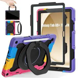 ROISKIN Case for Galaxy Tab A9 Plus 5G/ A9+ 11 Inch with HD Screen Protector & Shoulder Strap,Heavy Duty Military Case for Samsung Galaxy A9 Plus SM-X210/X216/X218 - Rotating Stand for Kids