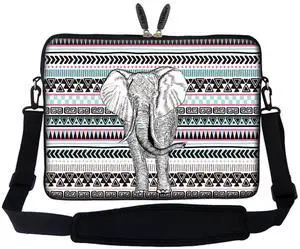 Meffort Inc 15 15.6 inch Neoprene Laptop Sleeve Bag Carrying Case with Hidden Handle and Adjustable Shoulder Strap - Elephant Wave Pattern
