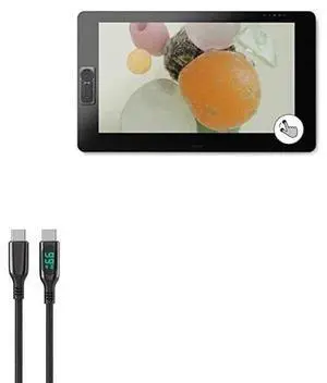 BoxWave Cable Compatible with Wacom Cintiq Pro 32 (DTH-3220) - PowerDisplay PD Cable (6ft) - USB-C to USB-C (100W), LED Wattage Info Extra Long Braided Nylon - Jet Black
