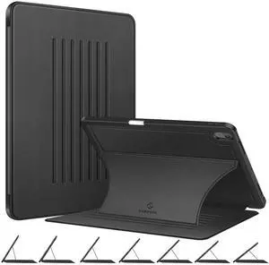 Fintie Magnetic Stand Case for iPad Air 13-inch (M3) 2025, (M2) 2024 - Multiple Angles Shockproof Rugged Soft TPU Cover with Pencil Holder, Auto Sleep/Wake, Black