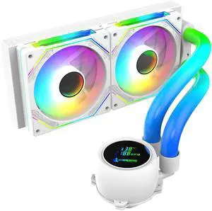 Iceberg Maximus 240 high-Performance Gaming PC aRGB Liquid Cooling, Water Cooler for CPU Intel or AMD with 240mm Radiator and Two RGB 120mm Fans (White)