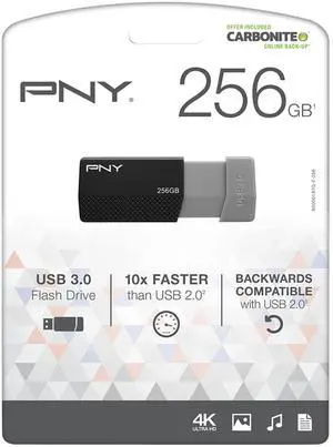 PNY USB 3.0 Flash Drive, 256GB, Assorted Colors, P-FD256ELEDG