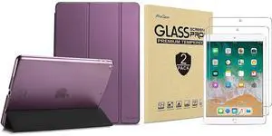 ProCase iPad 9.7 2018 & 2017 Purple Slim Hard Shell Case Bundle with 2 Pack iPad 9.7 2018 & 2017 / iPad Pro 9.7 / iPad Air 2 / iPad Air Tempered Glass Screen Protectors