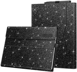 Fintie Case for 13 Inch Microsoft Surface Pro 11/10/9 - Multiple Angle Viewing Portfolio Business Cover with Pocket & Stylus Holder, Compatible with Type Cover Keyboard (Glitter Black)