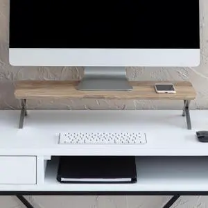 Anji Mountain Monitor Stand - Desktop Organizer & Laptop Riser, Ergonomic Monitor Riser, Space-Saving Monitor Stand for Desk, Durable Construction, Easy Assembly, Ideal for Home & Office,Natural